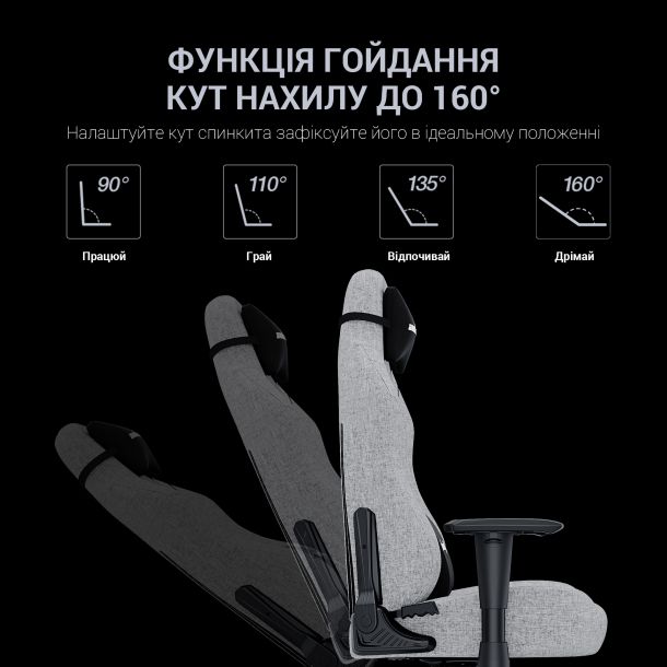 Крісло геймерське Anda Seat Luna L Fabric Grey (871380171) с доставкой